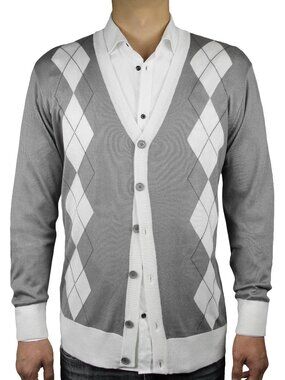 Argyle cardigan light weight sweater